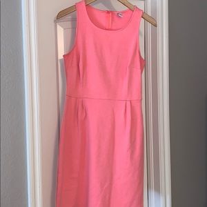 Bright coral ponte knit sheath dress